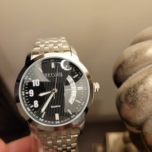 Brand New Skone Silver and Black Quartz Men's Watch